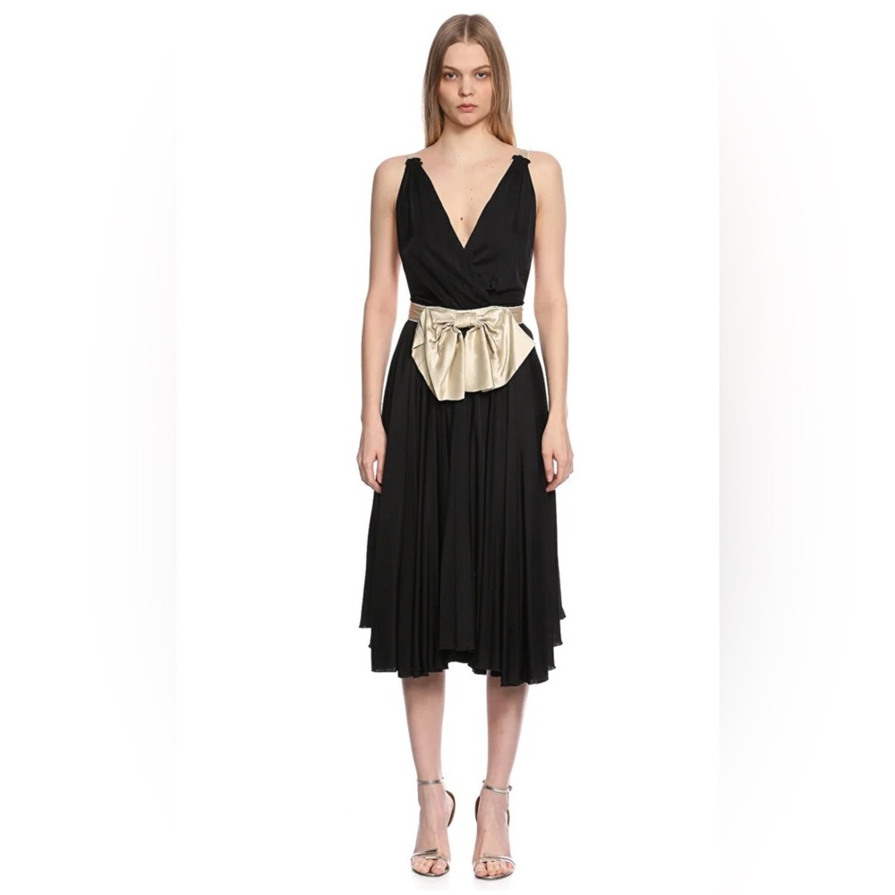 Dolce & Gabbana Silk Bow Waist Midi Dress Iconic Runway Piece $2,560 Retail